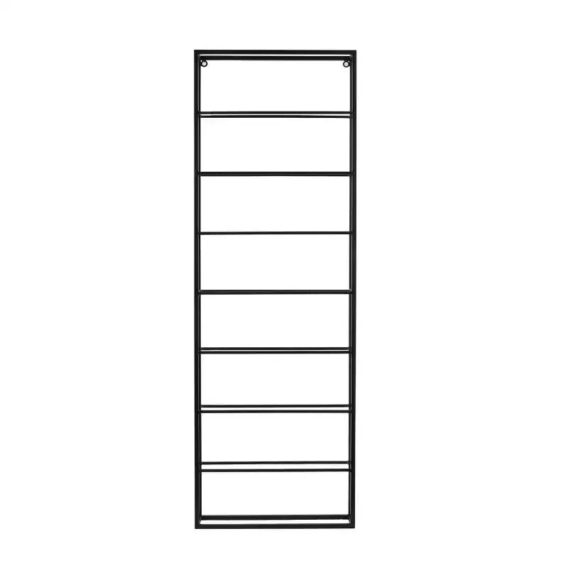 43"x15" Metal Minimalistic 8 Bottle Wall Wine Rack with Open Style Frame Black: Iron Construction, Space-Saving Design