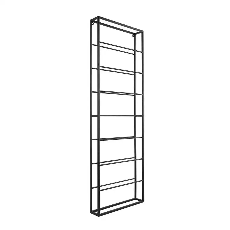 43"x15" Metal Minimalistic 8 Bottle Wall Wine Rack with Open Style Frame Black: Iron Construction, Space-Saving Design