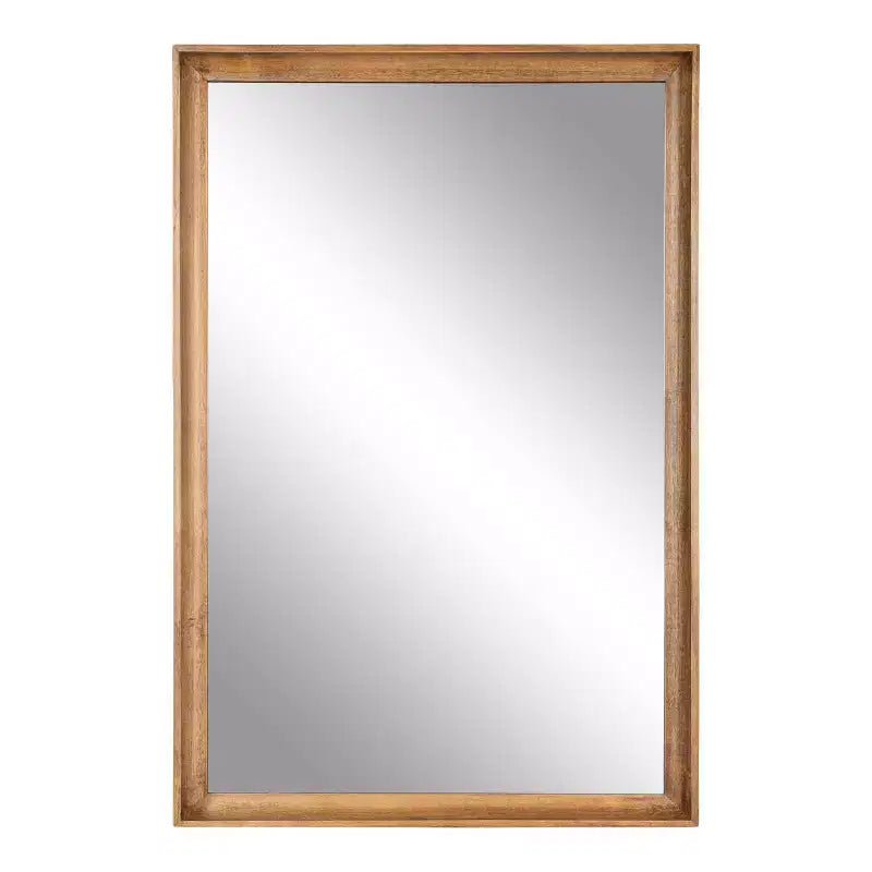 24"x36" Hatherleigh Rectangle Wall Mirror Rustic Brown: Transitional Style, No Assembly Required
