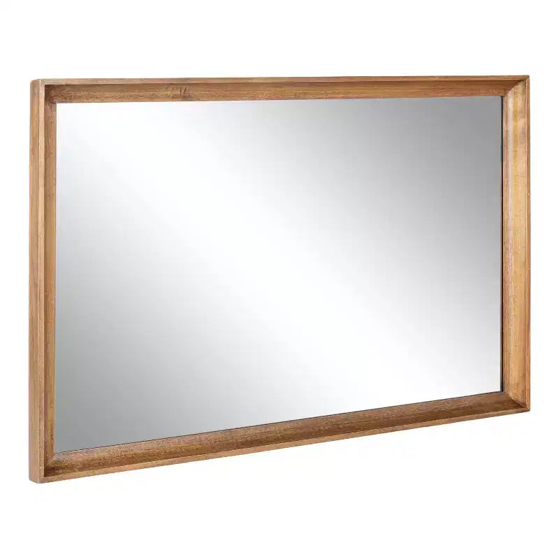 24"x36" Hatherleigh Rectangle Wall Mirror Rustic Brown: Transitional Style, No Assembly Required