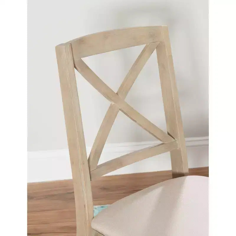 Set of 2 Triena X Back Solid Wood and Upholstered Seat Folding Chairs Gray Wash: Polyester, Foam-Filled, No Assembly Required