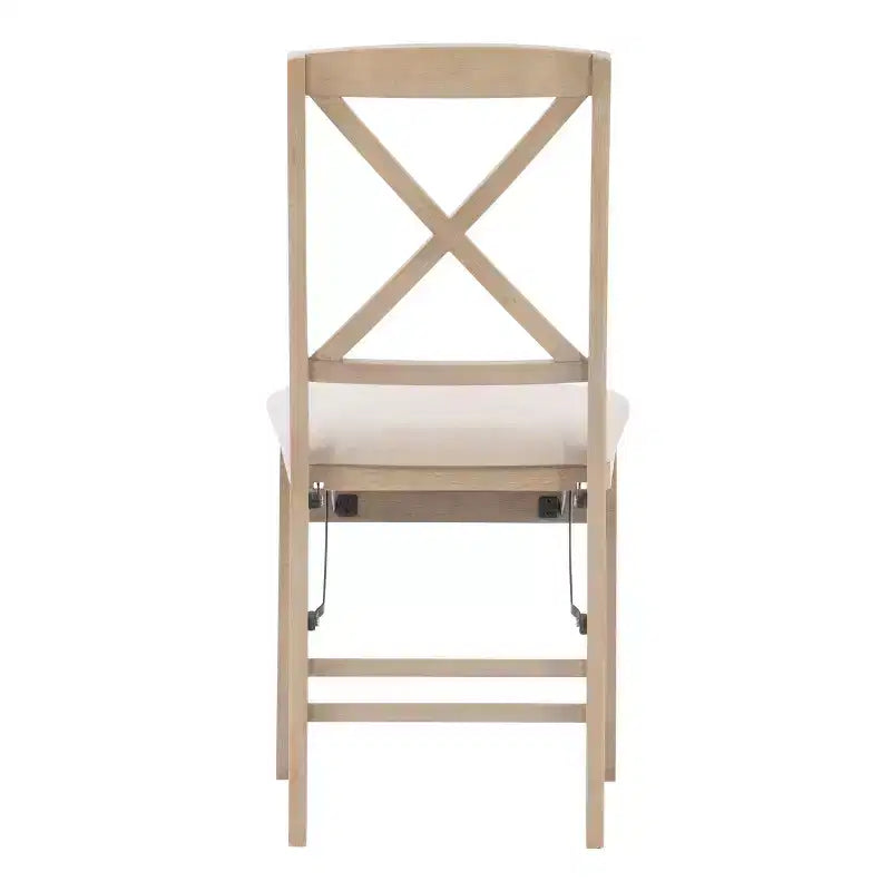 Set of 2 Triena X Back Solid Wood and Upholstered Seat Folding Chairs Gray Wash: Polyester, Foam-Filled, No Assembly Required