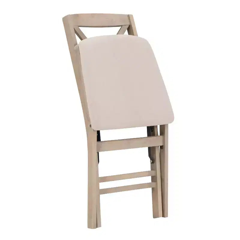 Set of 2 Triena X Back Solid Wood and Upholstered Seat Folding Chairs Gray Wash: Polyester, Foam-Filled, No Assembly Required
