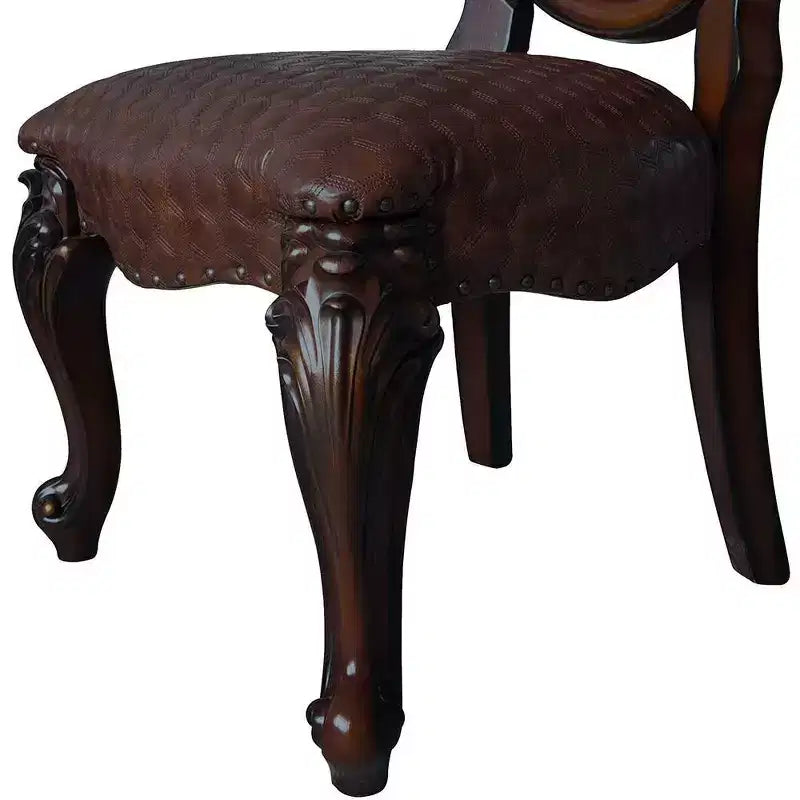 Versailles 21" Dining Chairs Cherry: Traditional Style, Button Tufted, Nailhead Trim