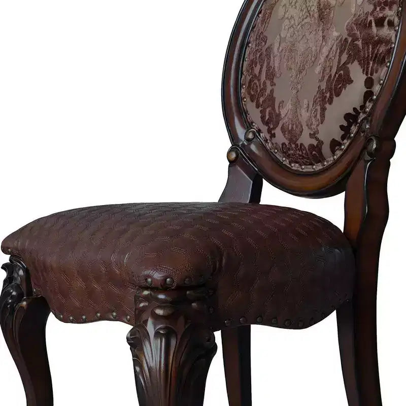 Versailles 21" Dining Chairs Cherry: Traditional Style, Button Tufted, Nailhead Trim