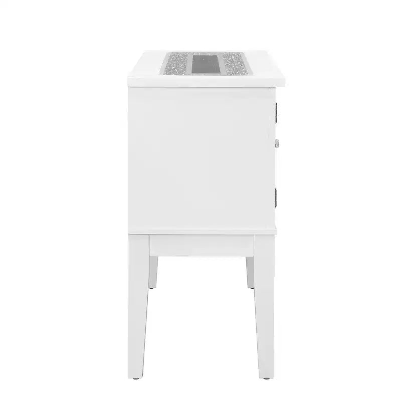 48" Elizaveta Kitchen and Dining Cabinet Faux Crystal Diamonds and White High Gloss Finish: Wood Composite, 4 Shelves, 1 Drawer