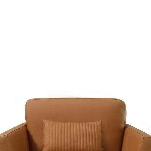 40" Tussio Accent Chair Saddle Tan Leather: Italian-Made, Bolster Cushions, Metal Legs, No Assembly Required