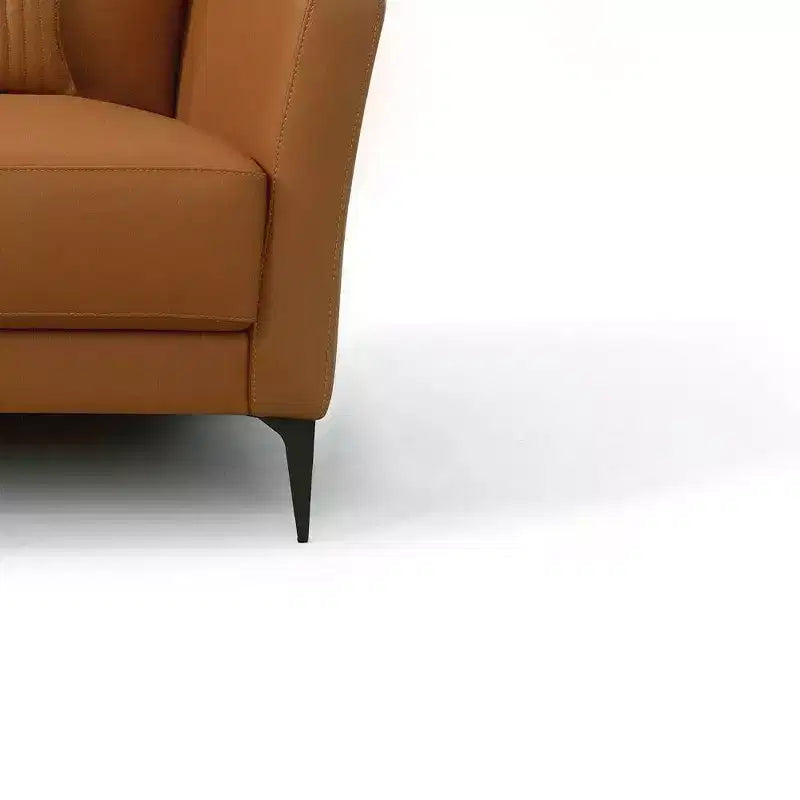 40" Tussio Accent Chair Saddle Tan Leather: Italian-Made, Bolster Cushions, Metal Legs, No Assembly Required