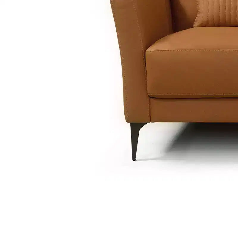 40" Tussio Accent Chair Saddle Tan Leather: Italian-Made, Bolster Cushions, Metal Legs, No Assembly Required