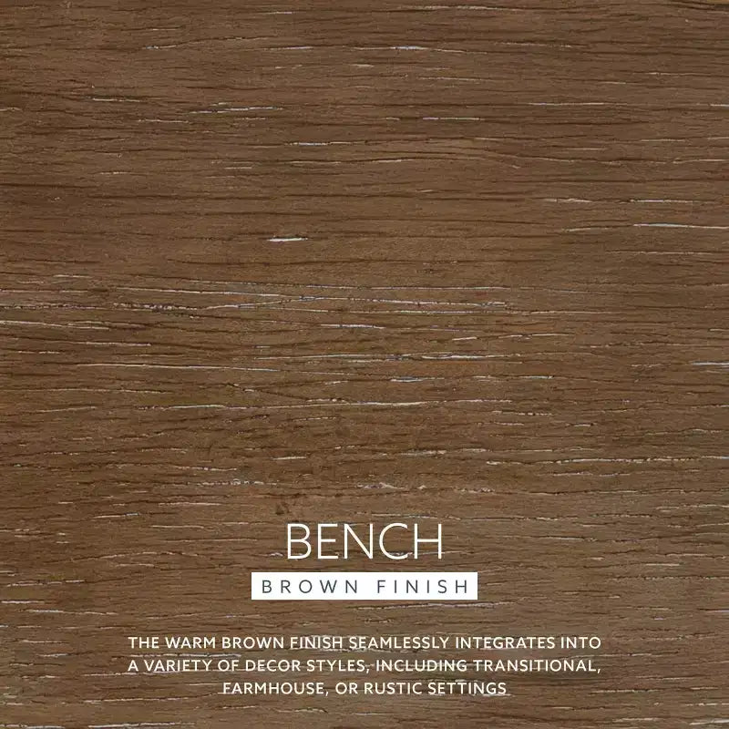 52" Bessie Solid Wood Rattan and Polyester Upholstered Bench Brown: Cane Back, Wooden Design