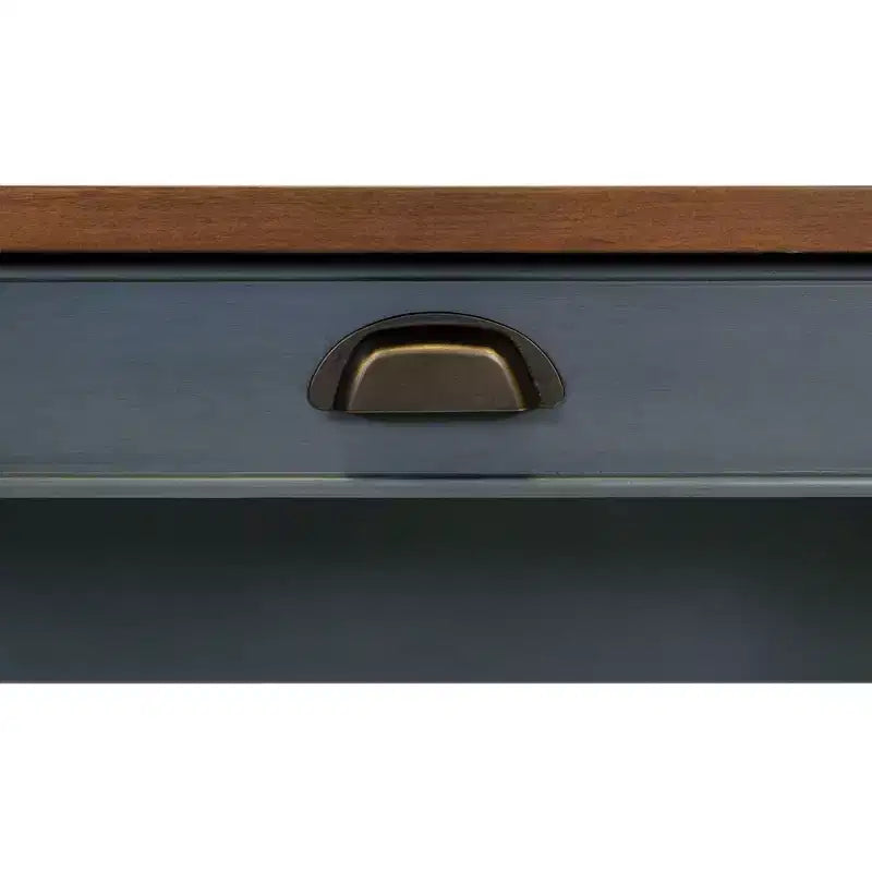 Open L-Shaped Pedestal Writing Desk Blue - Fairmont Collection: Wood, Charging Station, USB Port