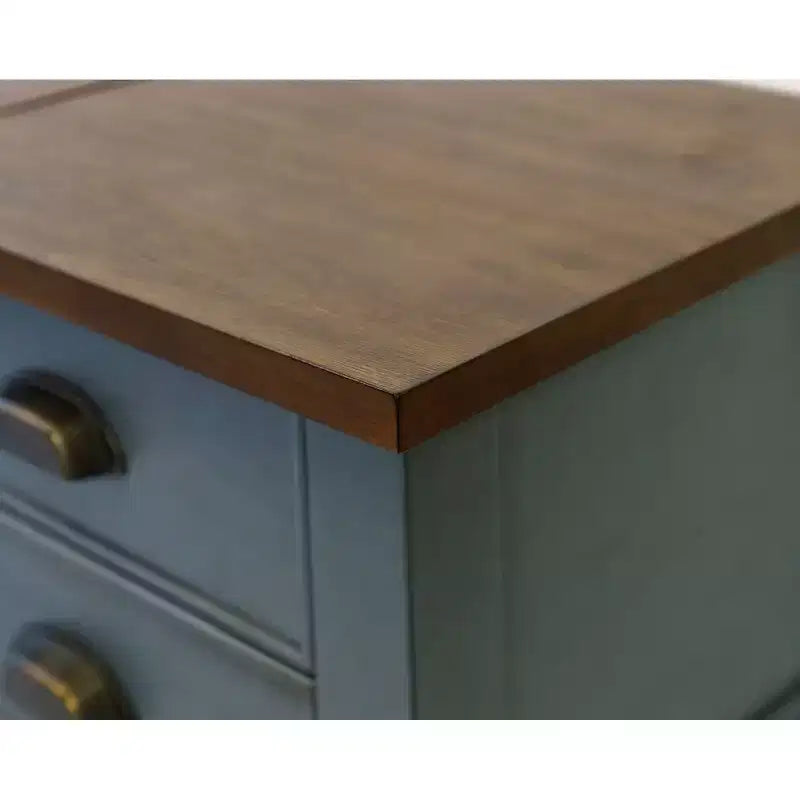 Open L-Shaped Pedestal Writing Desk Blue - Fairmont Collection: Wood, Charging Station, USB Port
