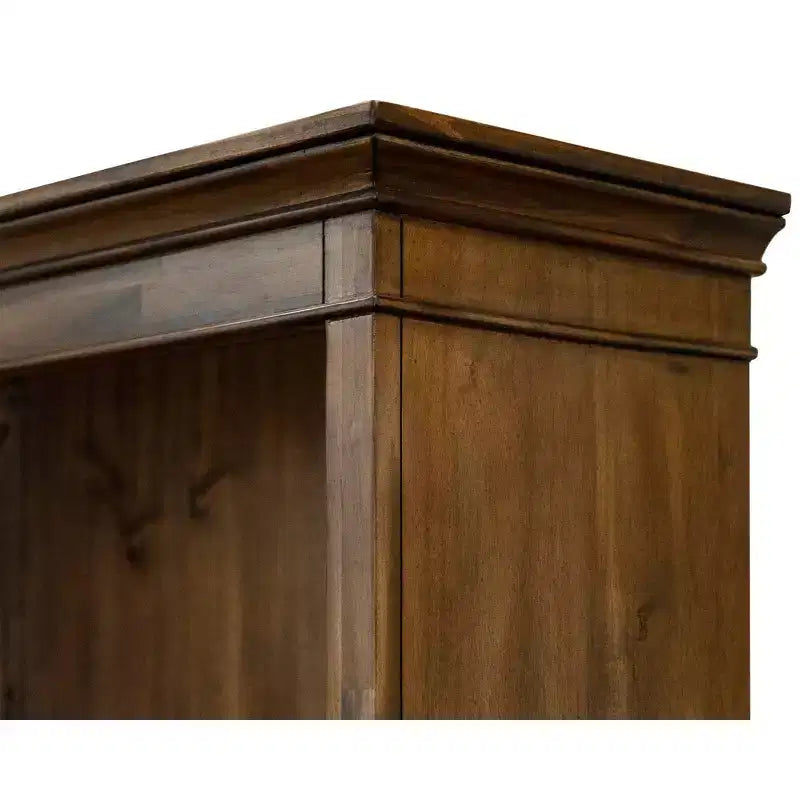 74" Porter Traditional Wood Open Bookcase Brown: Vintage Herringbone, No Assembly Required
