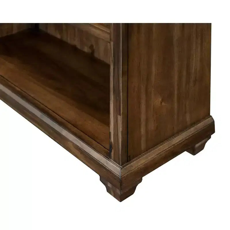 74" Porter Traditional Wood Open Bookcase Brown: Vintage Herringbone, No Assembly Required