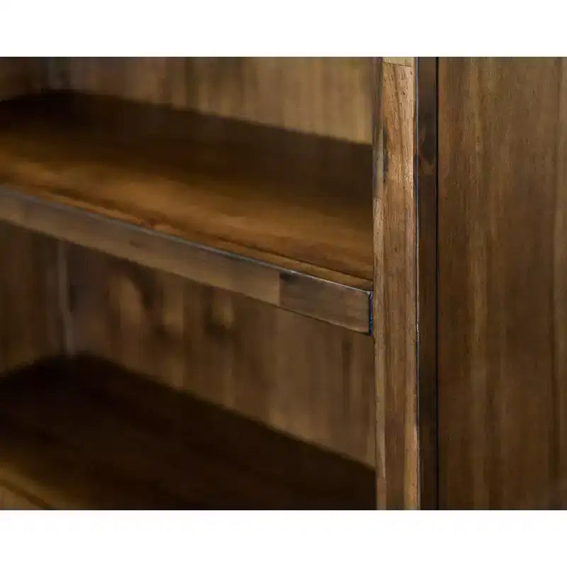 74" Porter Traditional Wood Open Bookcase Brown: Vintage Herringbone, No Assembly Required