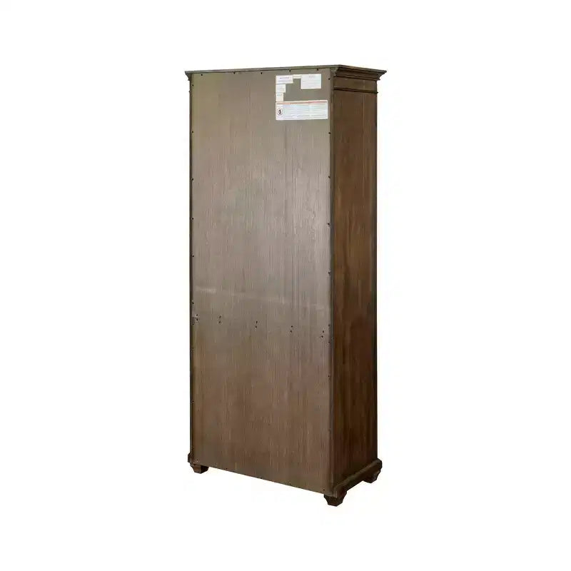 74" Porter Traditional Wood Open Bookcase Brown: Vintage Herringbone, No Assembly Required