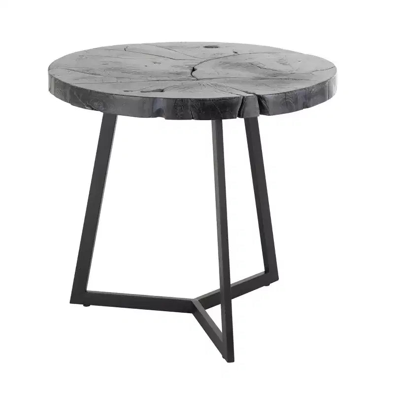 Teak Wood Accent Table: No Assembly, Indoor Use, Round Shape, 21.5" Height