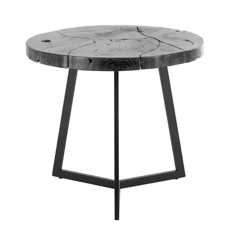 Teak Wood Accent Table: No Assembly, Indoor Use, Round Shape, 21.5" Height