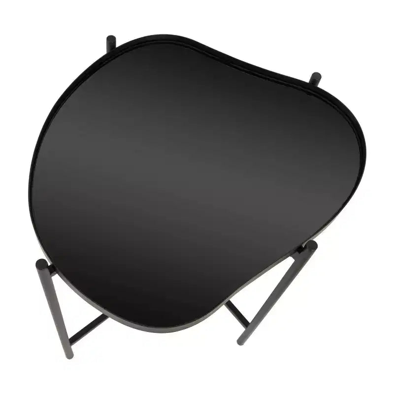 Metal Abstract Wavy Accent Table: No Assembly, Indoor Use, Glass Top, 21" Height