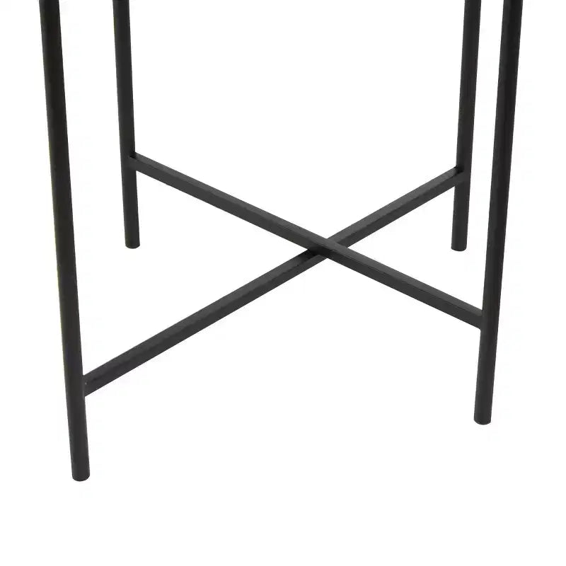 Metal Abstract Wavy Accent Table: No Assembly, Indoor Use, Glass Top, 21" Height