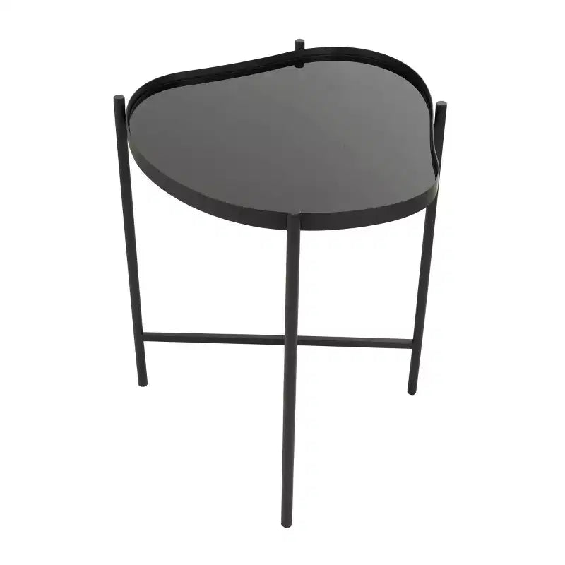 Metal Abstract Wavy Accent Table: No Assembly, Indoor Use, Glass Top, 21" Height