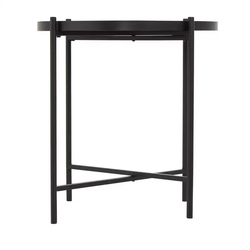 Metal Abstract Wavy Accent Table: No Assembly, Indoor Use, Glass Top, 21" Height