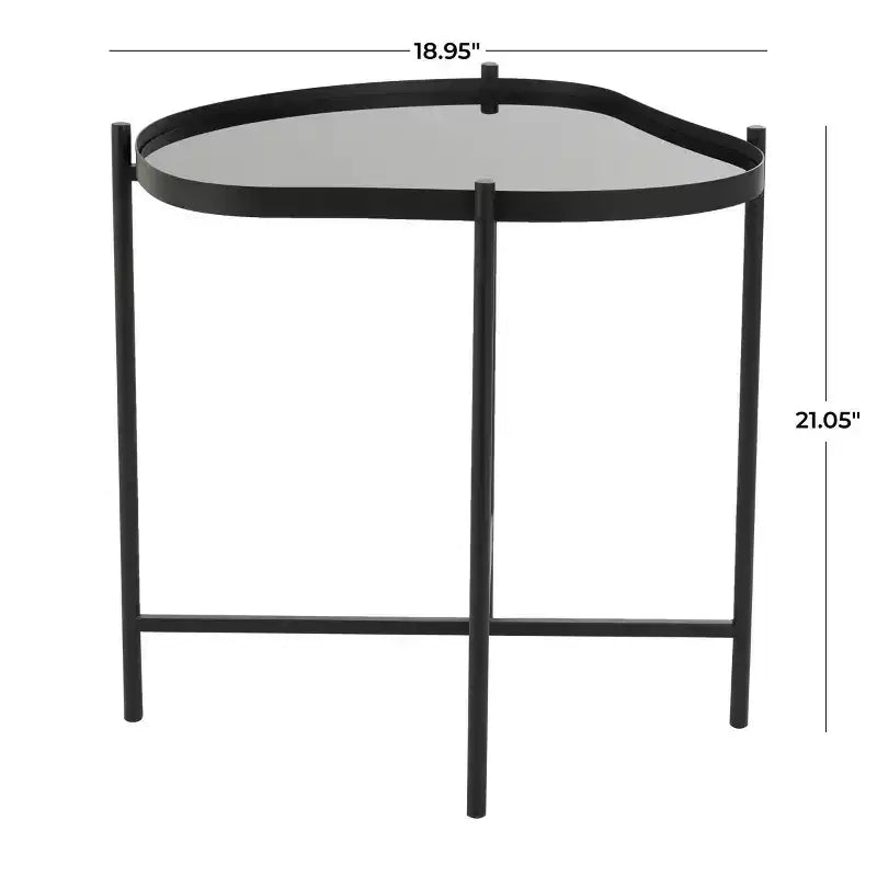 Metal Abstract Wavy Accent Table: No Assembly, Indoor Use, Glass Top, 21" Height