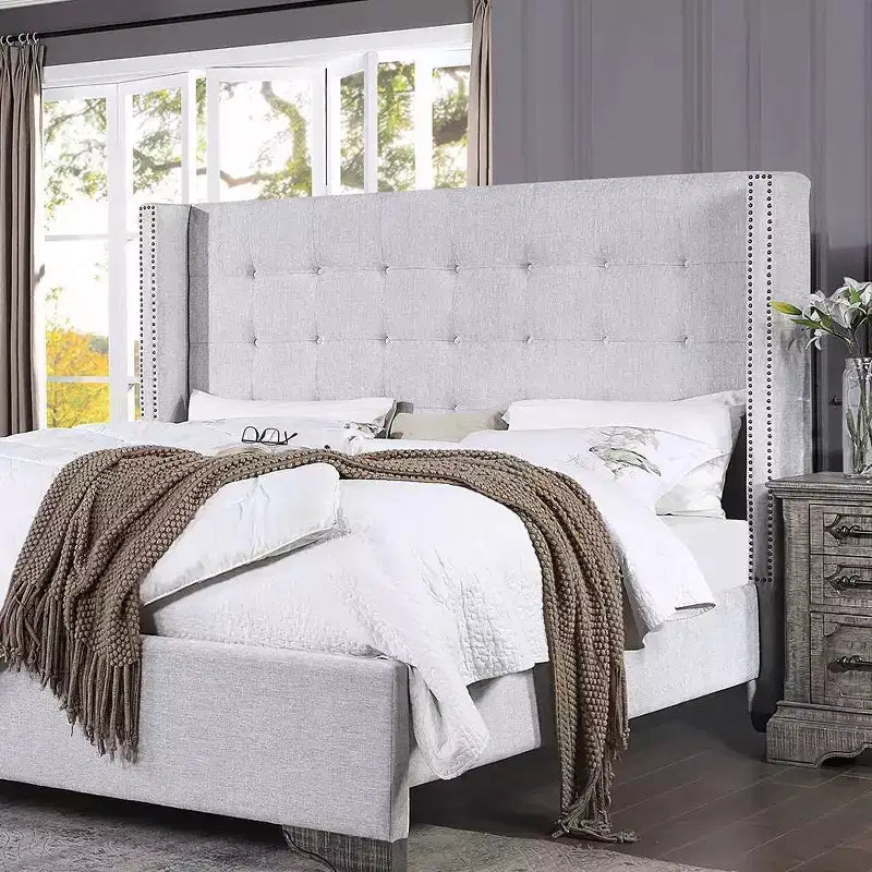 90" Eastern King Bed Artesia with Buttonless Tufting & Wood Frame