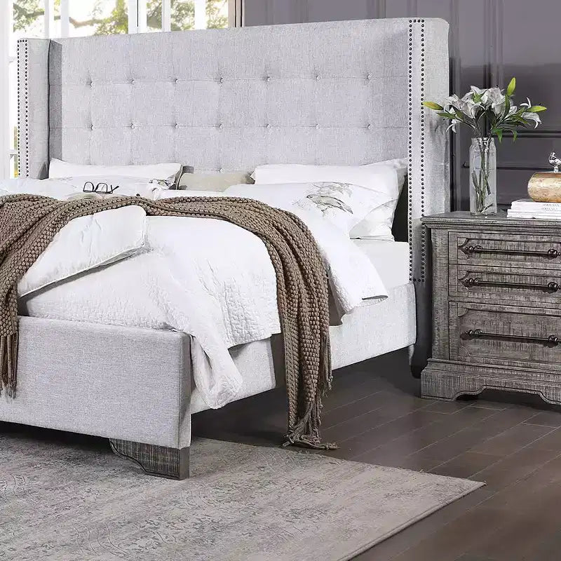 90" Eastern King Bed Artesia with Buttonless Tufting & Wood Frame