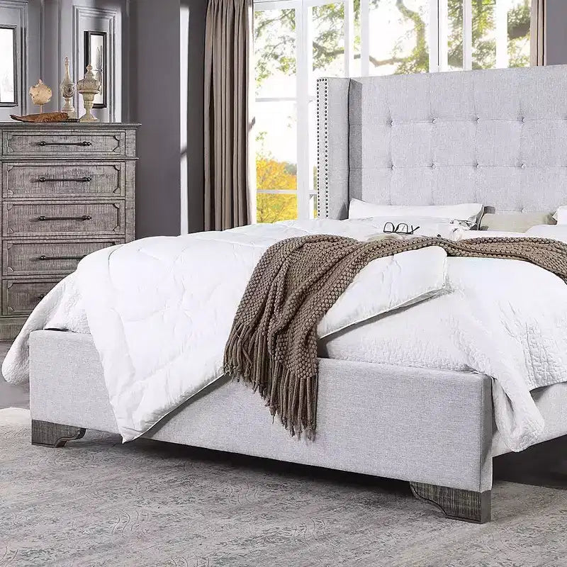 90" Eastern King Bed Artesia with Buttonless Tufting & Wood Frame