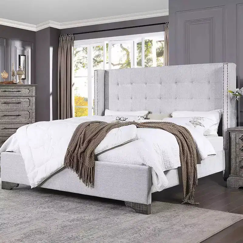 90" Eastern King Bed Artesia with Buttonless Tufting & Wood Frame