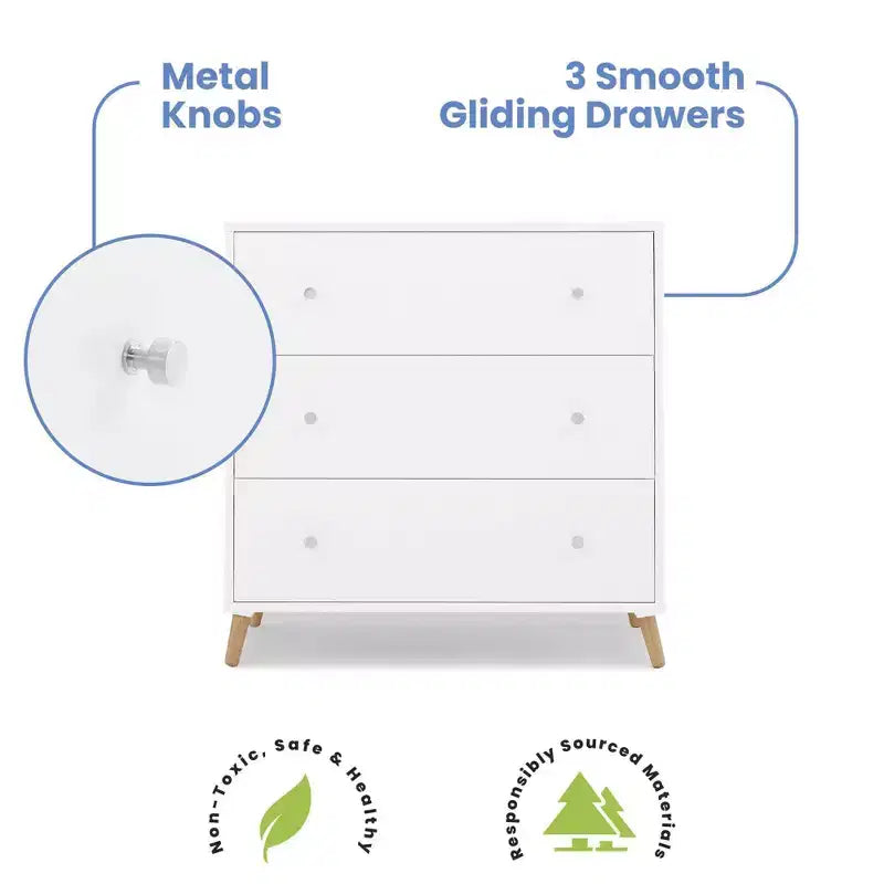 Delta Children Jordan 3 Drawer Dresser with Interlocking Drawers