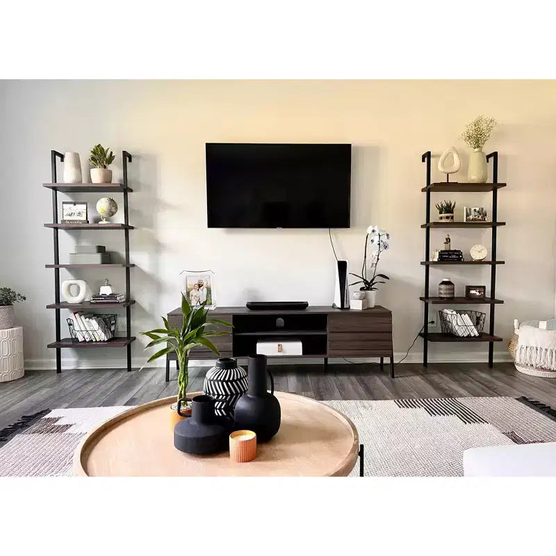 73 Theo 5 Tier Wood Wall Mount Ladder Bookshelf - Nathan James