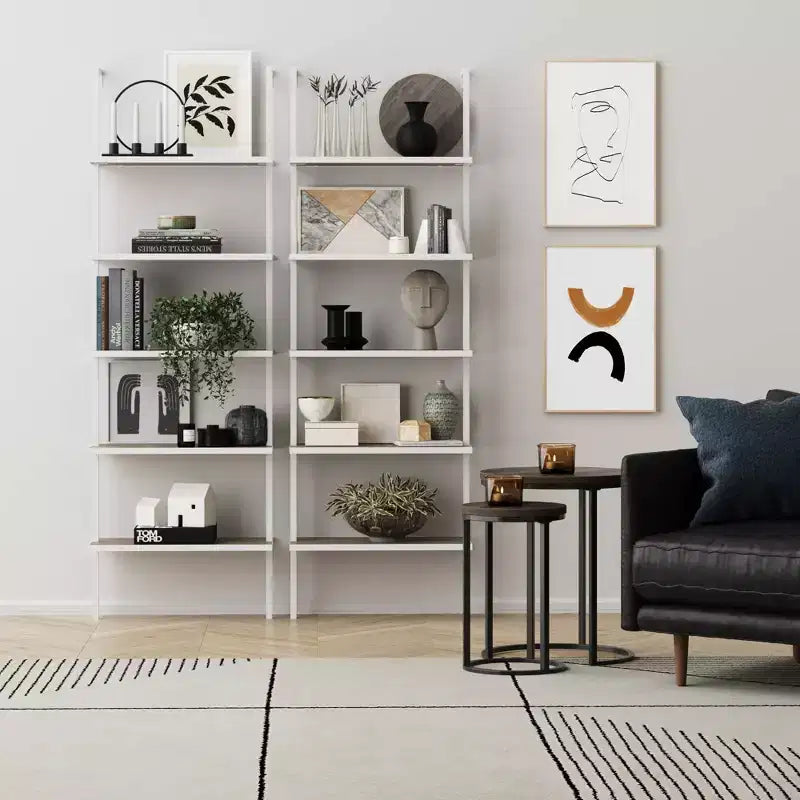 73 Theo 5 Tier Wood Wall Mount Ladder Bookshelf - Nathan James