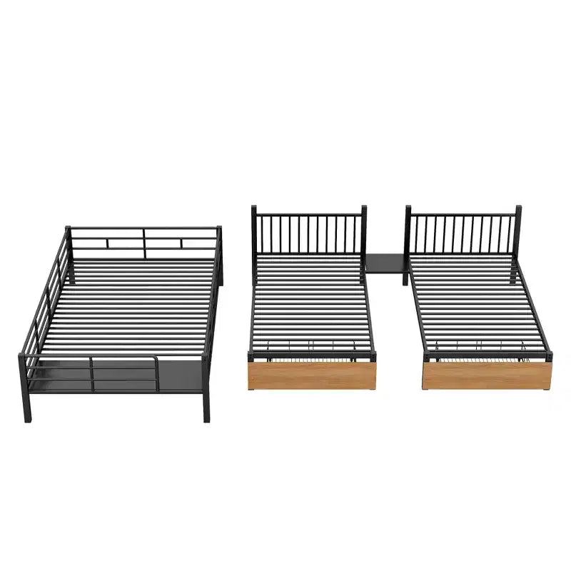 Full over Twin-Twin Triple Bunk Bed with Drawers and Staircase - ModernLuxe