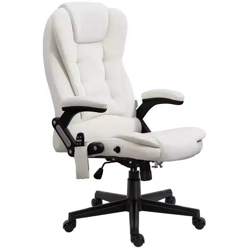 6 Point Vibrating Massage Office Chair with Heat, Velvet High Back Executive Chair with Reclining Backrest, Armrests