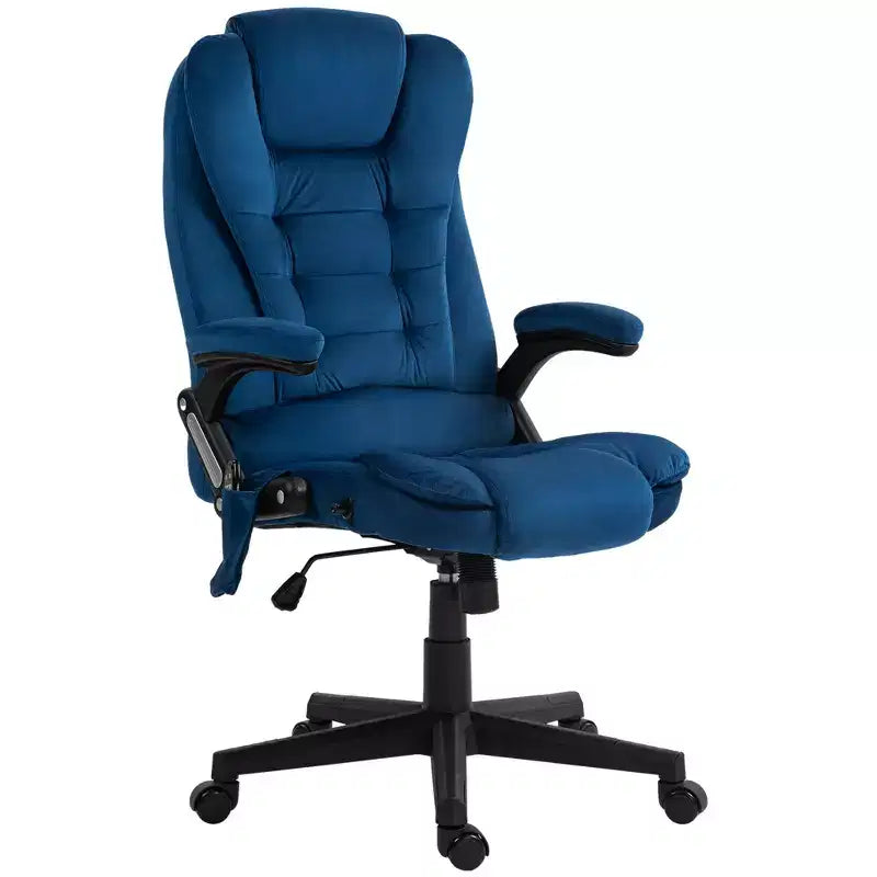 6 Point Vibrating Massage Office Chair with Heat, Velvet High Back Executive Chair with Reclining Backrest, Armrests