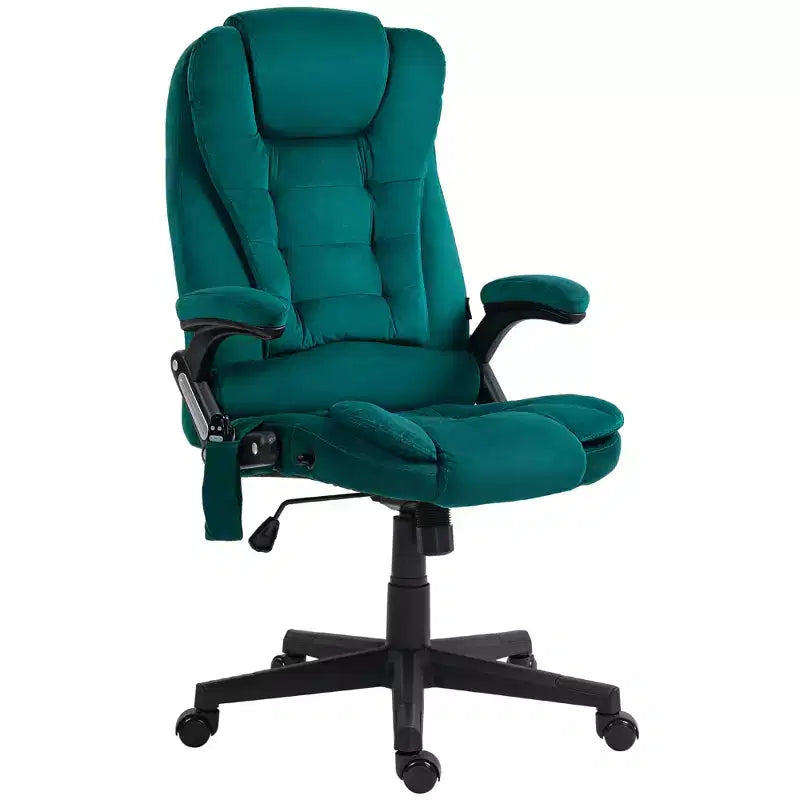 6 Point Vibrating Massage Office Chair with Heat, Velvet High Back Executive Chair with Reclining Backrest, Armrests