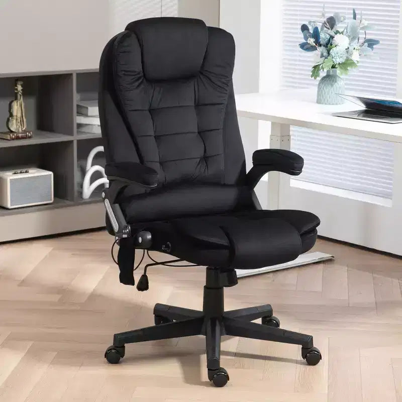 6 Point Vibrating Massage Office Chair with Heat, Velvet High Back Executive Chair with Reclining Backrest, Armrests