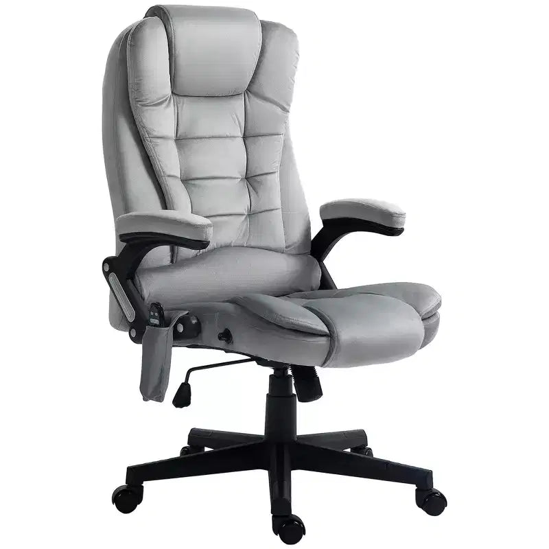 6 Point Vibrating Massage Office Chair with Heat, Velvet High Back Executive Chair with Reclining Backrest, Armrests