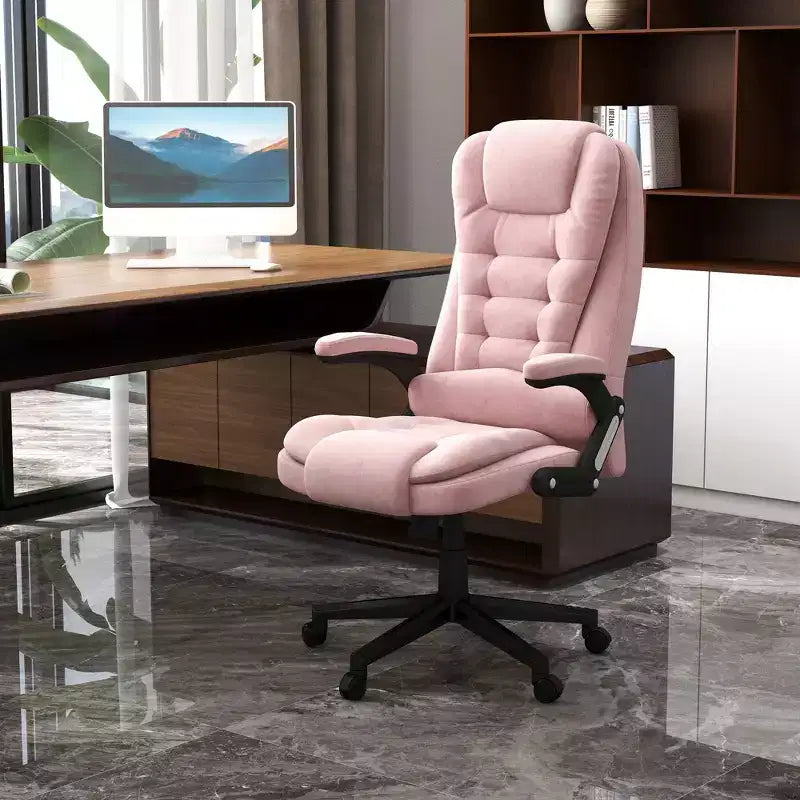 6 Point Vibrating Massage Office Chair with Heat, Velvet High Back Executive Chair with Reclining Backrest, Armrests