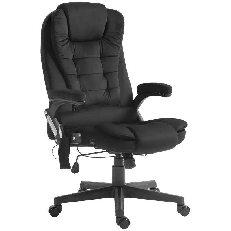 6 Point Vibrating Massage Office Chair with Heat, Velvet High Back Executive Chair with Reclining Backrest, Armrests