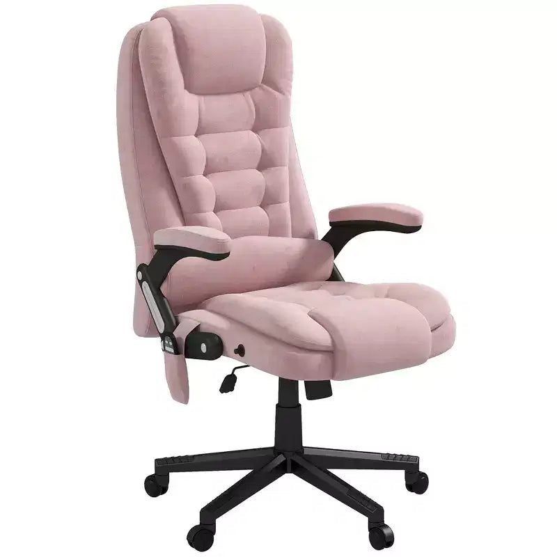 6 Point Vibrating Massage Office Chair with Heat, Velvet High Back Executive Chair with Reclining Backrest, Armrests