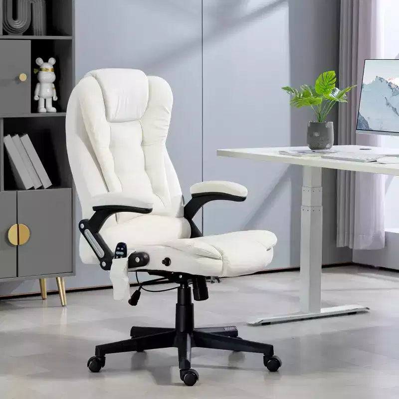 6 Point Vibrating Massage Office Chair with Heat, Velvet High Back Executive Chair with Reclining Backrest, Armrests