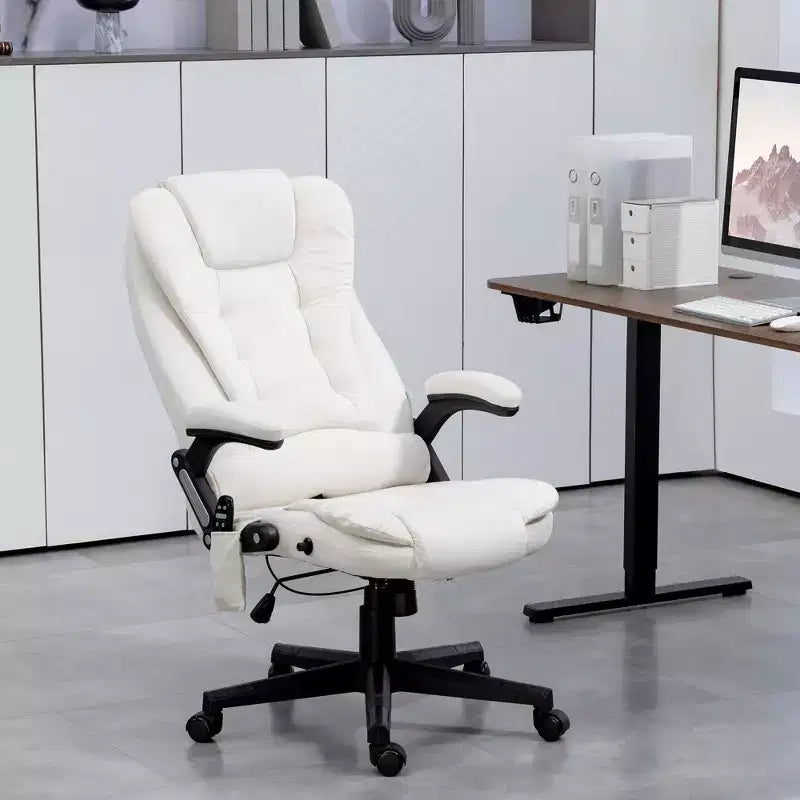 6 Point Vibrating Massage Office Chair with Heat, Velvet High Back Executive Chair with Reclining Backrest, Armrests