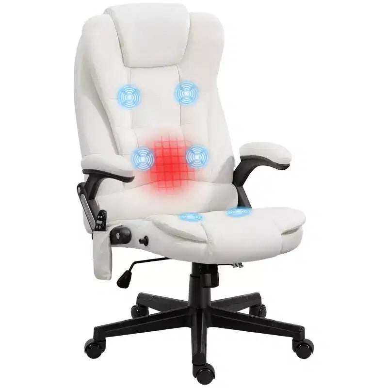 6 Point Vibrating Massage Office Chair with Heat, Velvet High Back Executive Chair with Reclining Backrest, Armrests