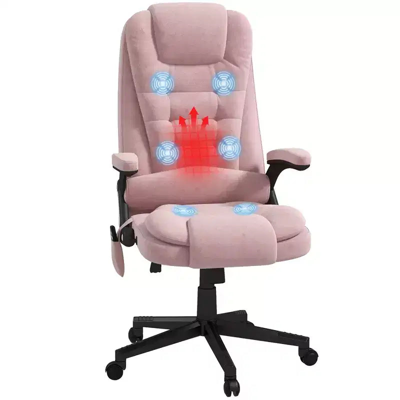 6 Point Vibrating Massage Office Chair with Heat, Velvet High Back Executive Chair with Reclining Backrest, Armrests