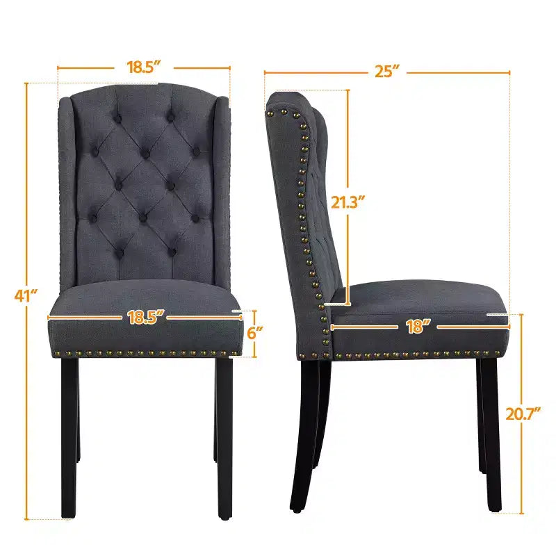 Yaheetech Button Tufted Dining Chairs Set of 2
