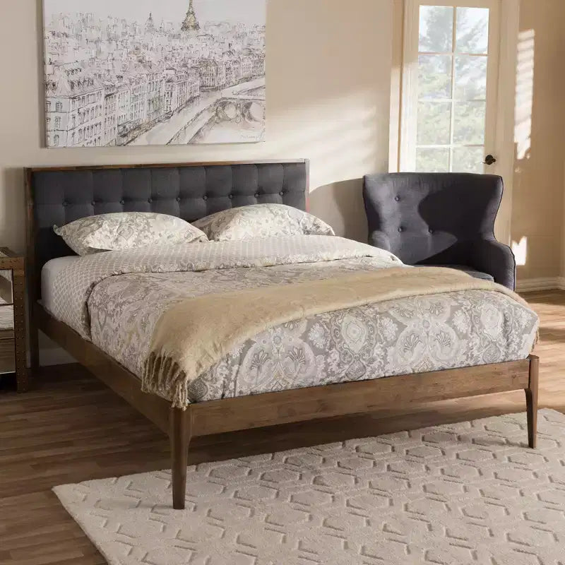 Jupiter Mid Tufted Platform Bed Gray