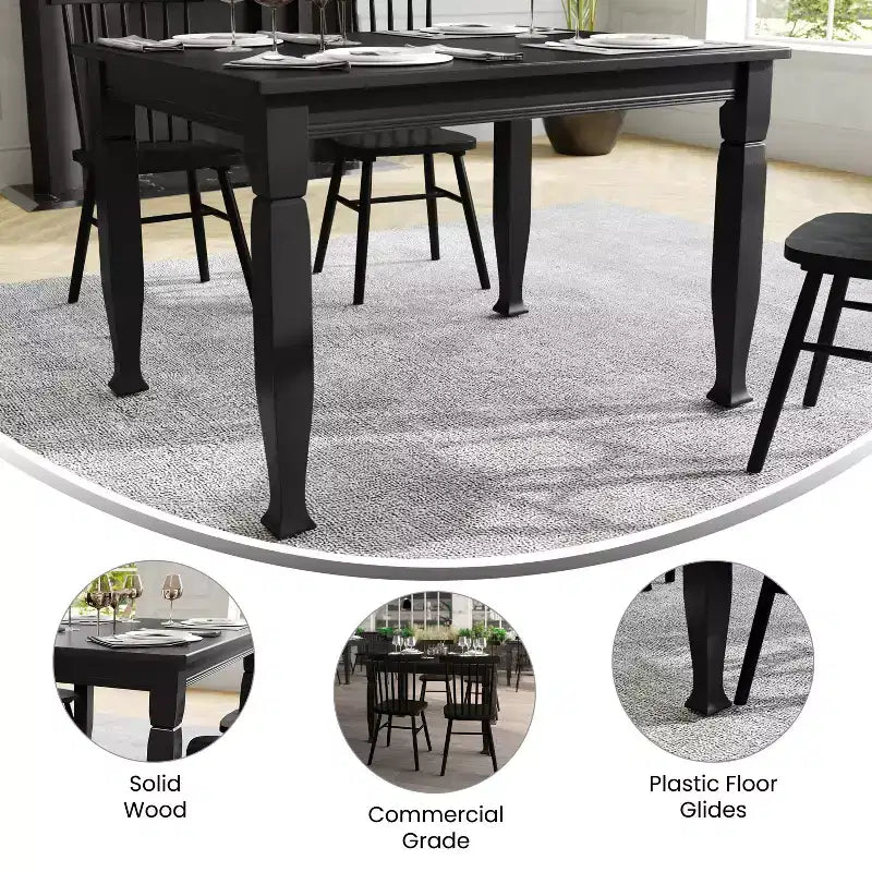 Wooden Dining Table with Sculpted Legs